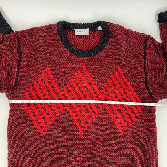 Damon Tall Man Vintage 100% Wool Red Argyle Sweater Size XLT - Picture 4 of 9